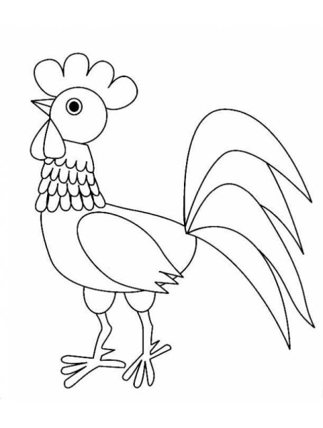 Петух раскраска контур
