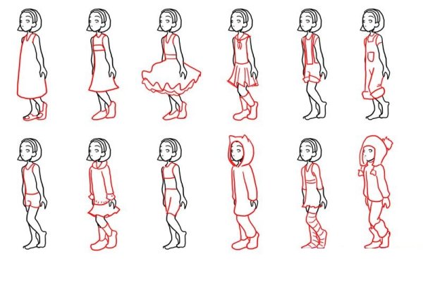 Девочка с боку рисунок