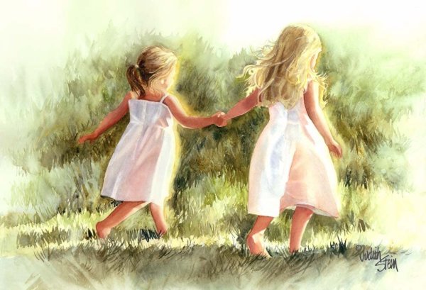 Сестры акварель