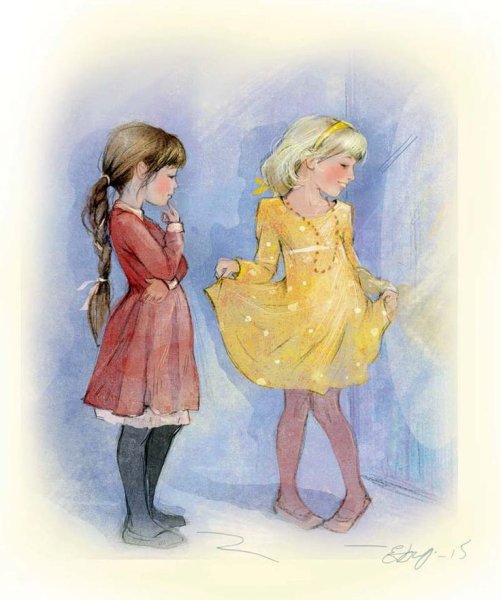 Две девочки иллюстрация