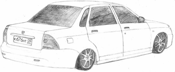 ВАЗ 2114 сзади рисунок