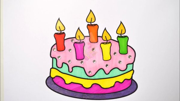 Тортик со свечами рисунок