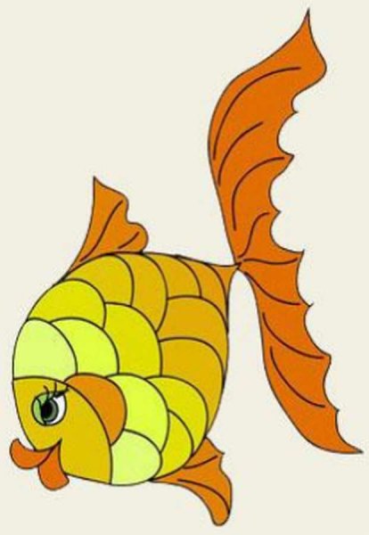 Золотая рыбка рисунок для детей