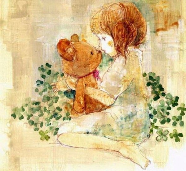 Девушка с мишкой иллюстрация