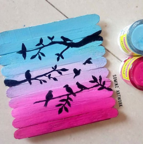 Рисование на деревянных палочках