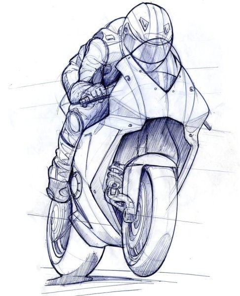 Мотоцикл рисунок карандашом