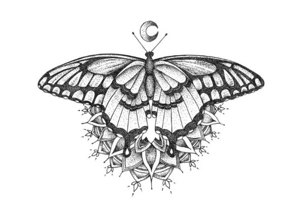 Мотылек тату эскиз