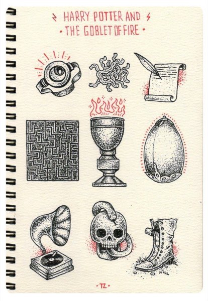 Гарри Поттер наклейки черно белые