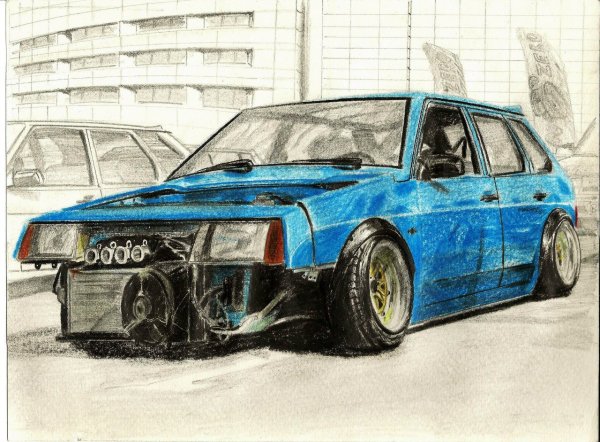 Рисунок ВАЗ 2101 карандашом спереди