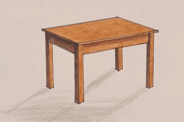 Нарисованное кафе со столиком