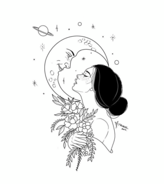 Мини тату солнце и Луна