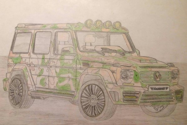 Мерседес g 55 АМГ карандашом