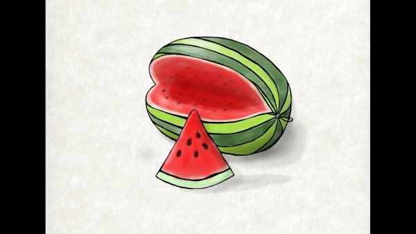 Пошаговое рисование арбуза