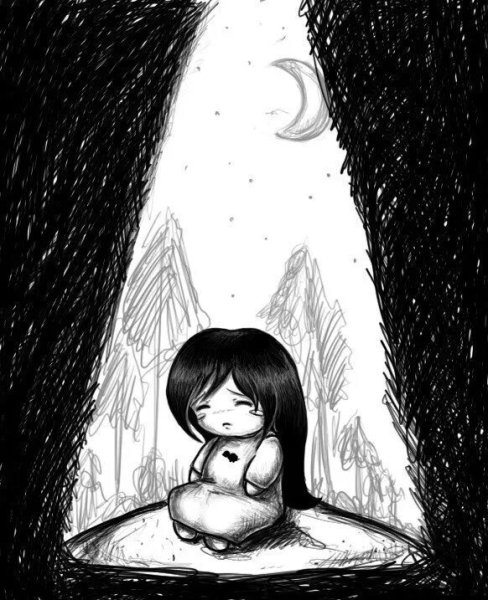 Чёрные рисунки для срисовки грустные