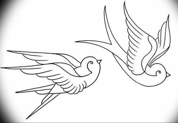 Контурные тату Ласточка