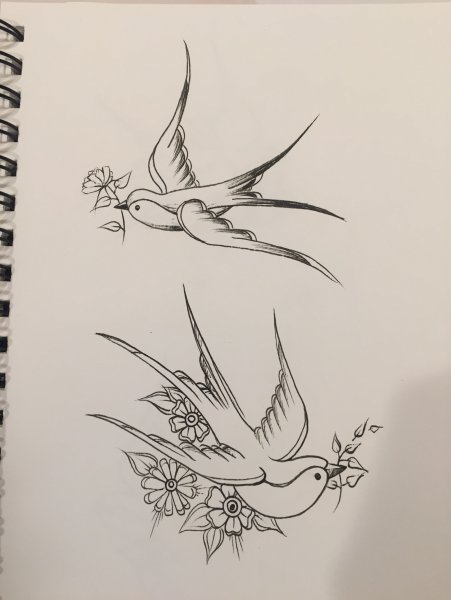 Эскизы тату ласточки для девушек