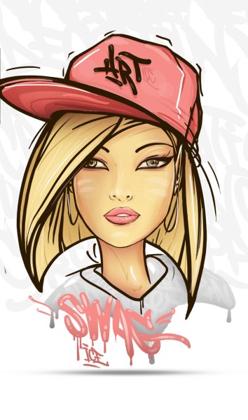 Девушка в кепке рисунок