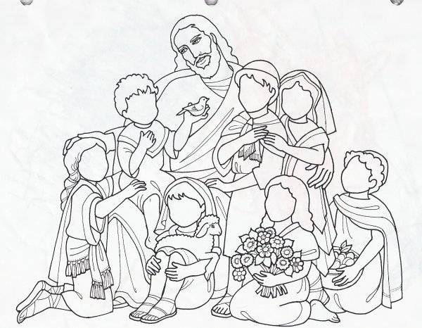 Воскресная школа Иисус благословляет детей