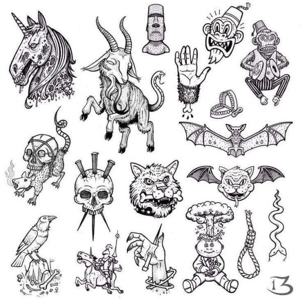 Мелкие тату эскизы