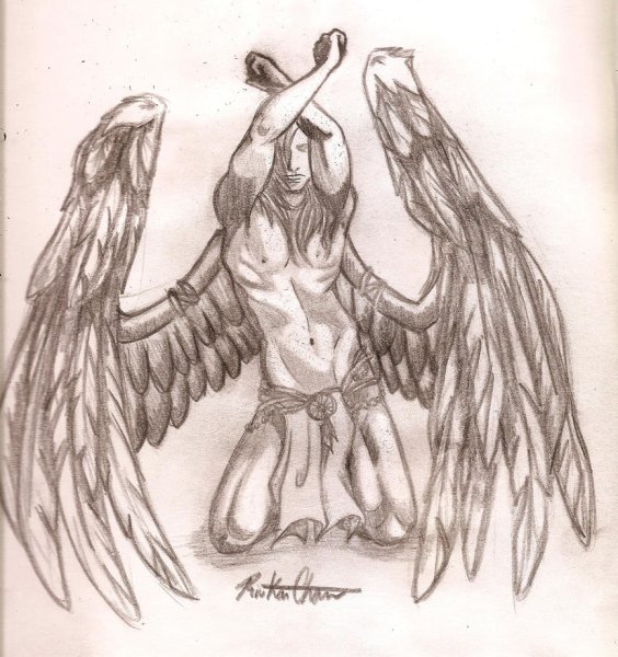 Падший ангел рисунок карандашом для начинающих