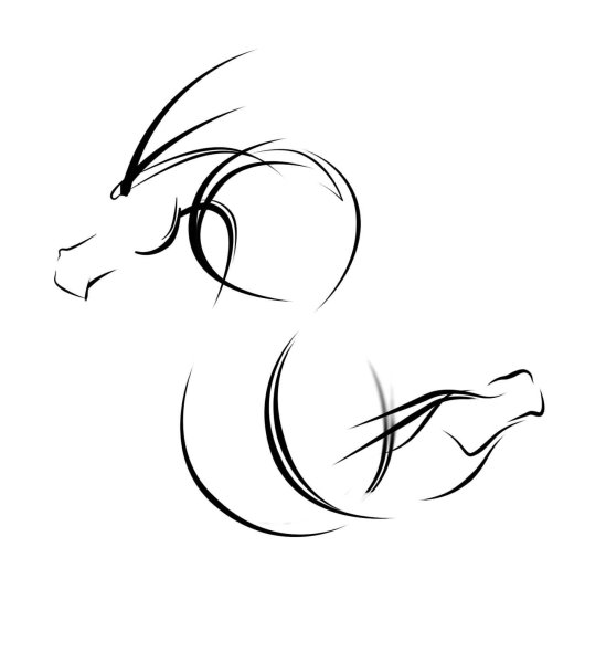 Тату дракон одной линией