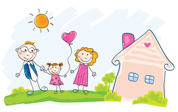 Детские рисунки дом семья