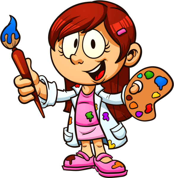 Мультяшный художник с кисточкой