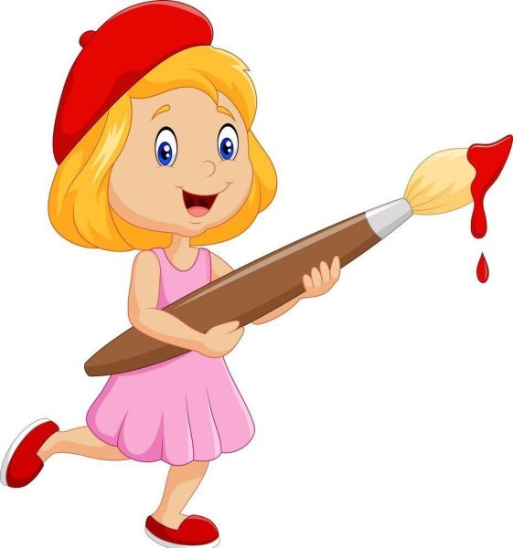 Мультяшная девочка с кистью