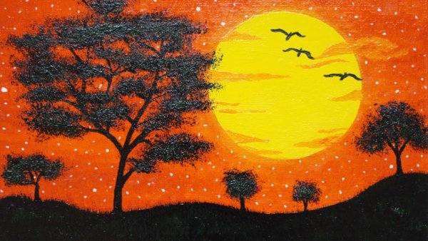 Правополушарное рисование африканские пейзажи