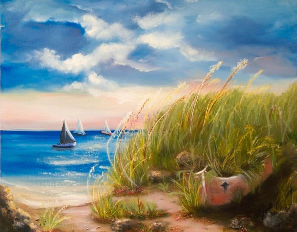 Море рисунок для детей гуашью