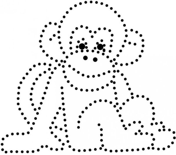 Обезьянка рисование по точкам