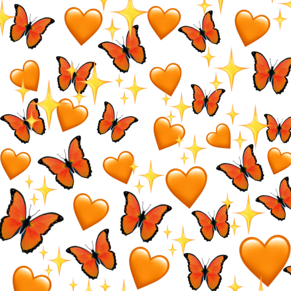 Оранжевый фон с сердечками