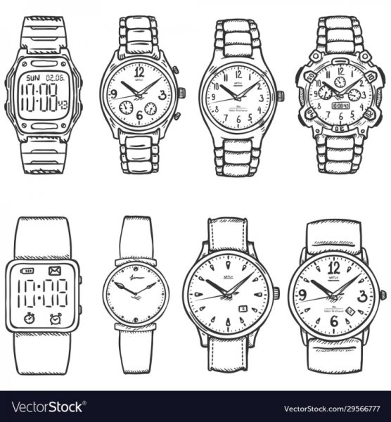 Нарисовать часы наручные