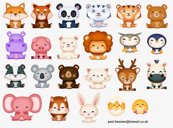 Милые зверюшки. Раскраска