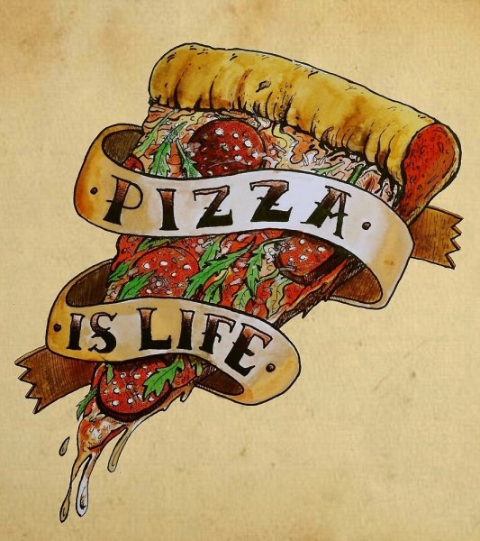 Ретро рисунок пицца