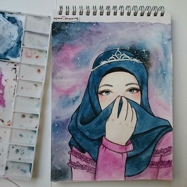 Девушка в хиджабе рисунок
