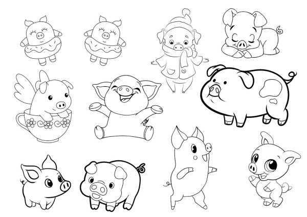 Свинья раскраска для детей