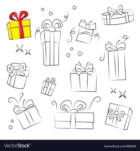 Эскиз куча подарков