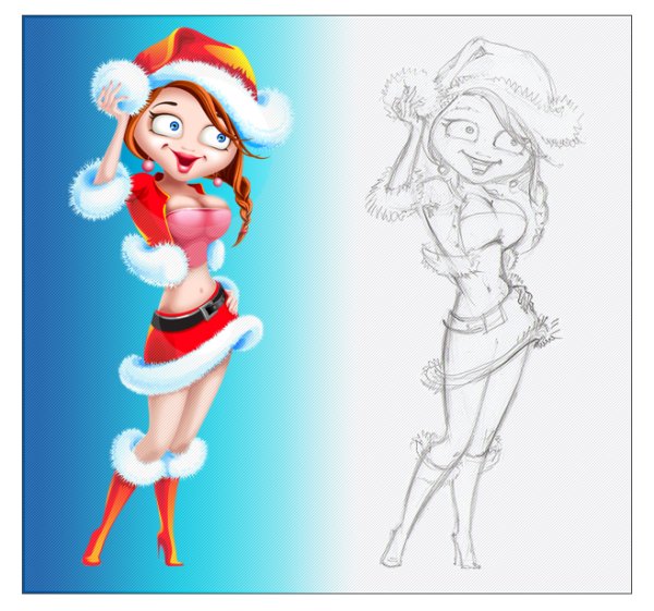 Красивая Снегурочка карандашом