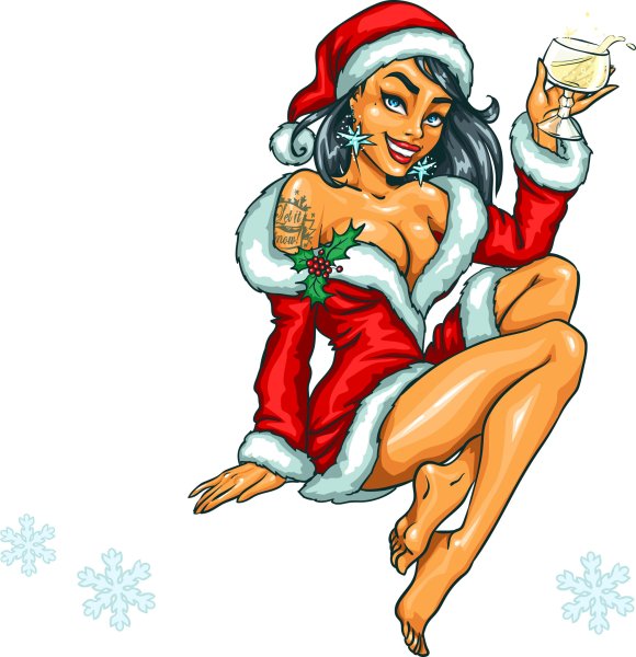 Дед Мороз и Снегурочка пин ап