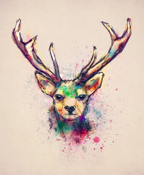 Олень геометрия цветной