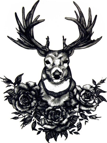 Голова оленя тату