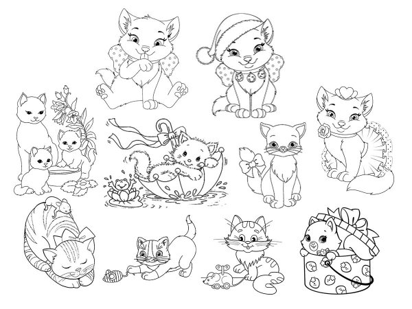 Несколько раскрасок на одном листе