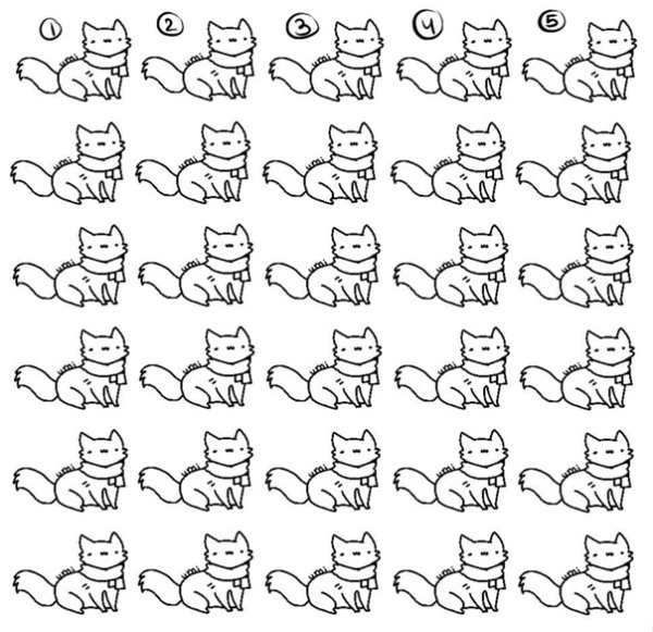 Мультяшные коты в разных позах