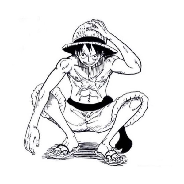 Луффи Ван Пис черно белый