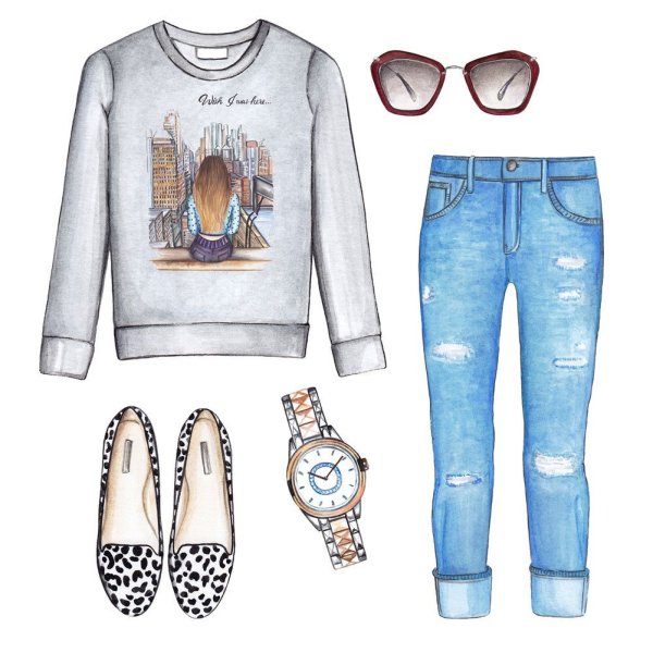 Модный лук рисунок