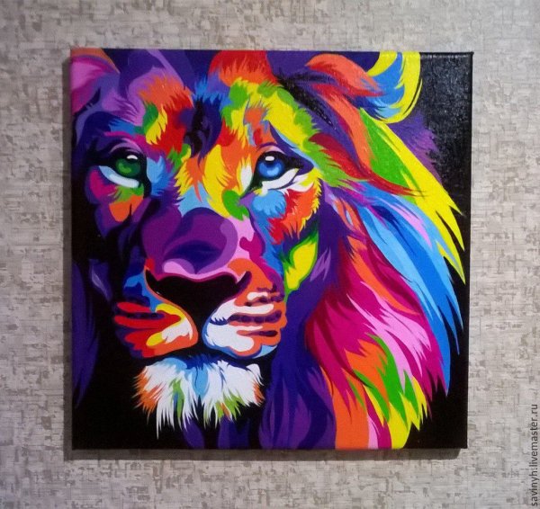 Лев акрилом на холсте