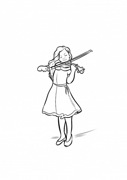 Нарисованная девушка со скрипкой