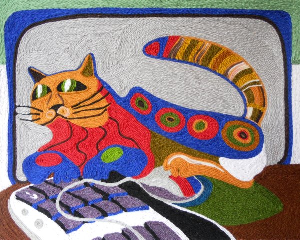 Вышивка гладью черными нитками