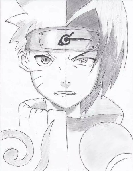 Наруто и Саске для срисовки
